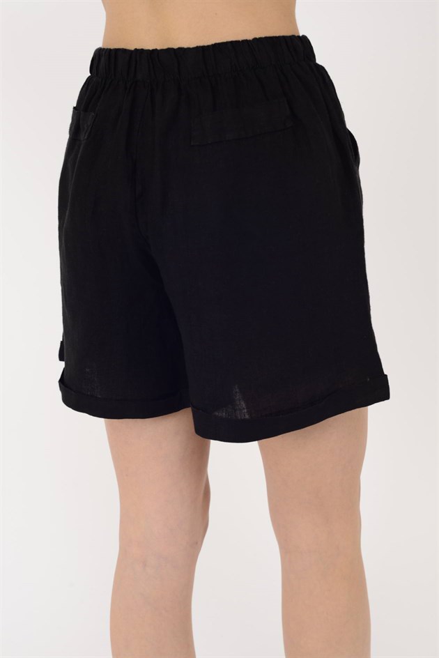 13803 BELDEN BAĞLAMALI KETEN ŞORT