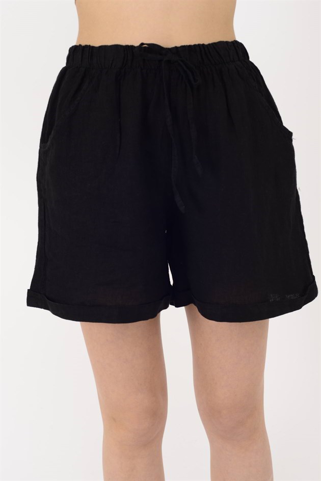 13803 BELDEN BAĞLAMALI KETEN ŞORT