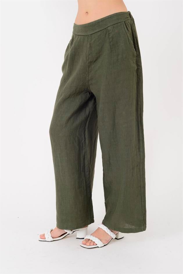 14065 CEP DETAYLI KETEN PANTOLON