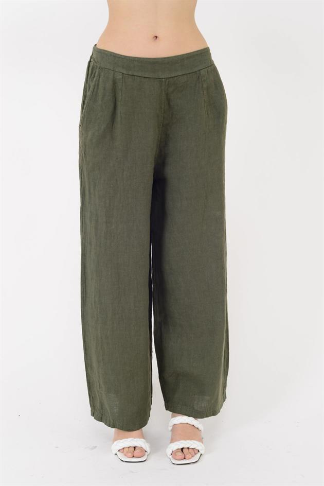 14065 CEP DETAYLI KETEN PANTOLON