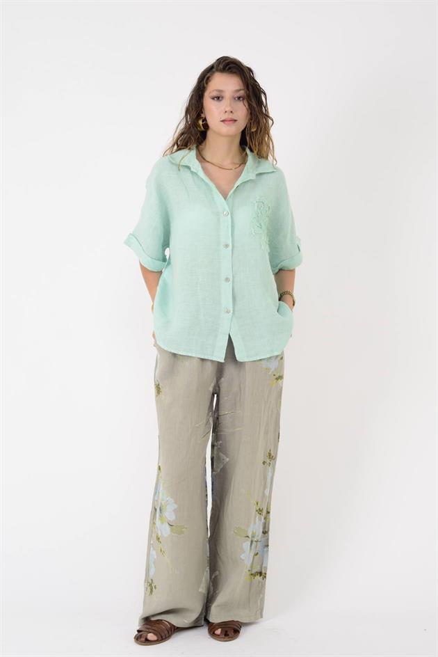 14300 BATİK ÇİÇEK DESEN PALAZZO KETEN PANTOLON