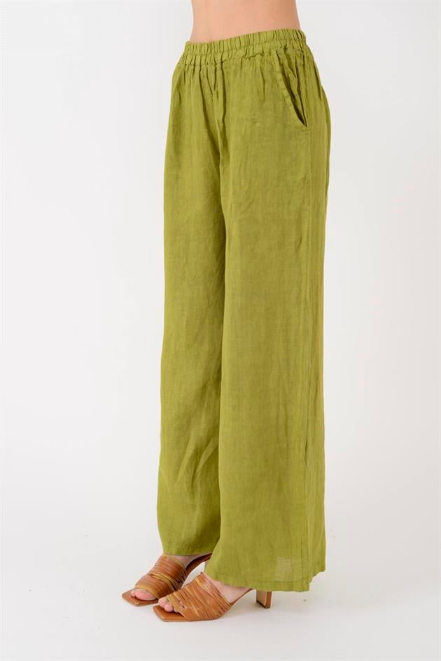 14300 BELİ LASTİKLİ BORU PAÇA KETEN PANTOLON