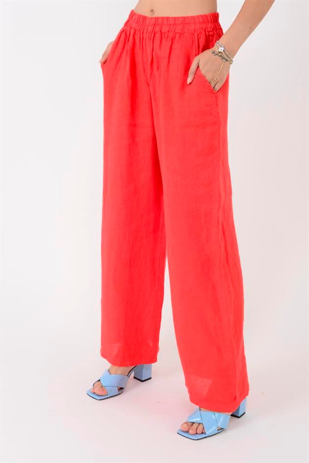 14300 BELİ LASTİKLİ BORU PAÇA KETEN PANTOLON