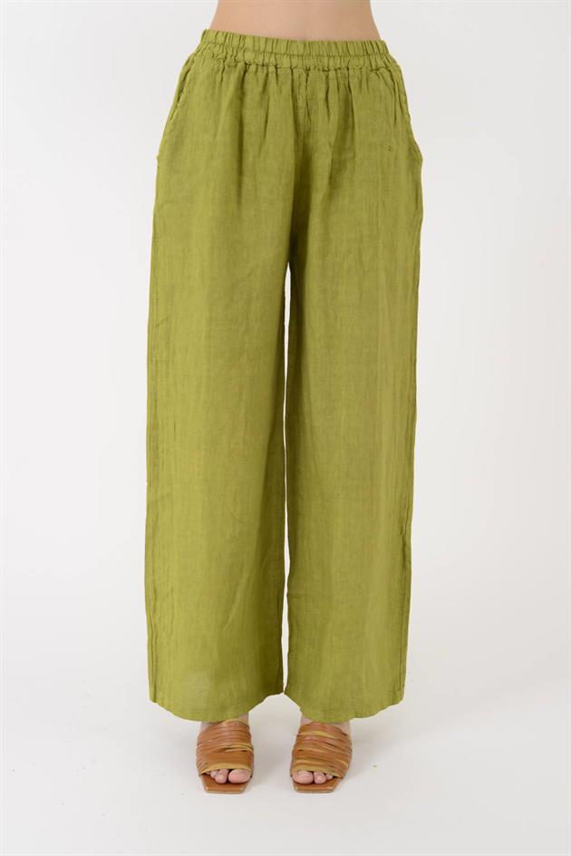 14300 BELİ LASTİKLİ BORU PAÇA KETEN PANTOLON