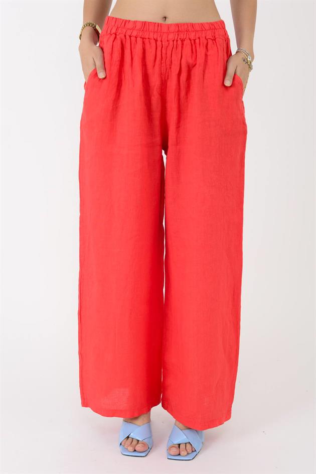 14300 BELİ LASTİKLİ BORU PAÇA KETEN PANTOLON