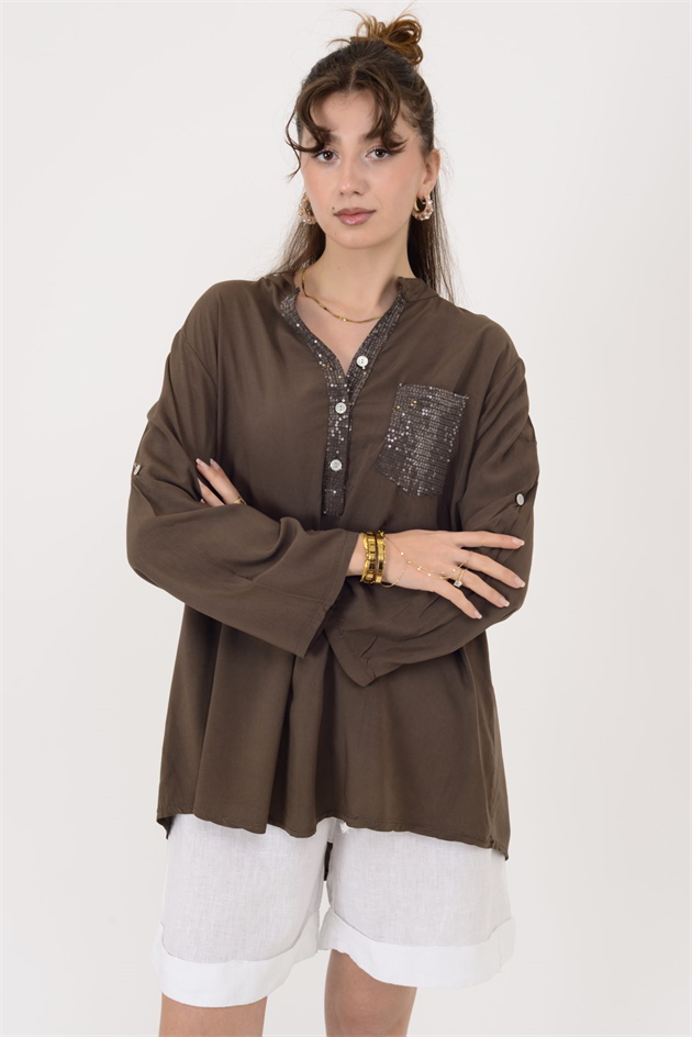 15451U PAYET DETAYLI GÖMLEK