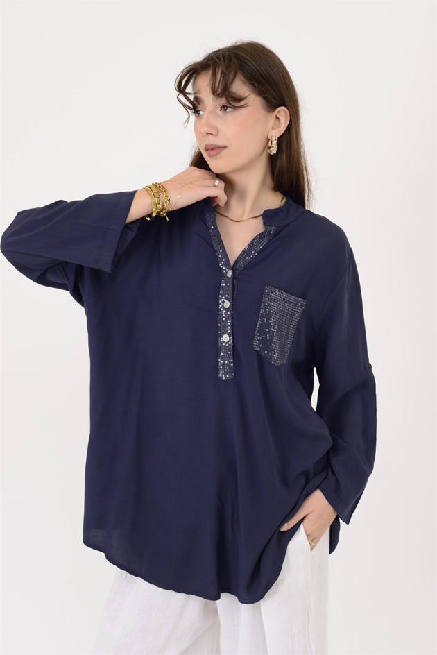 15451U PAYET DETAYLI GÖMLEK