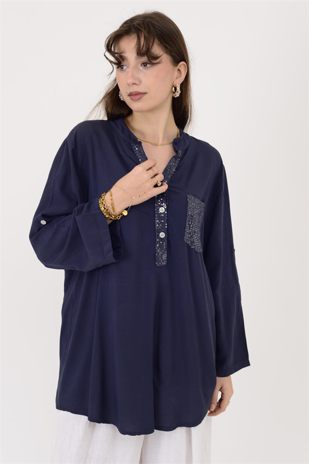 15451U PAYET DETAYLI GÖMLEK