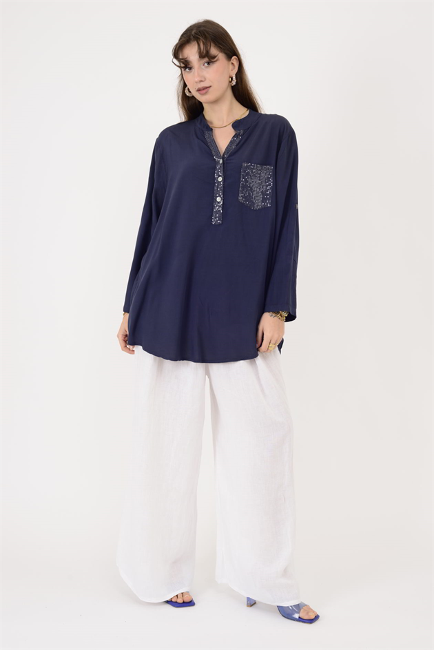 15451U PAYET DETAYLI GÖMLEK