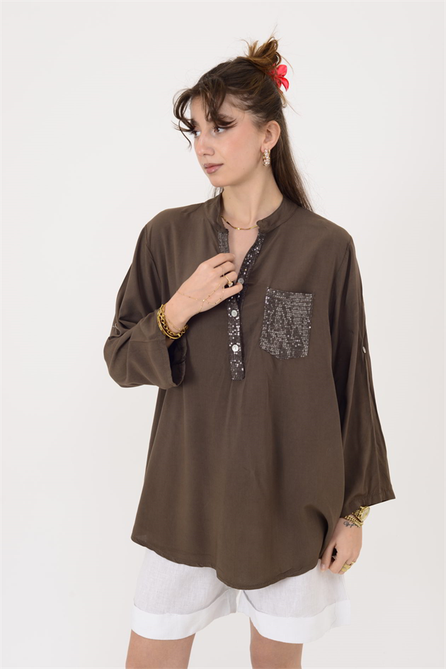 15451U PAYET DETAYLI GÖMLEK