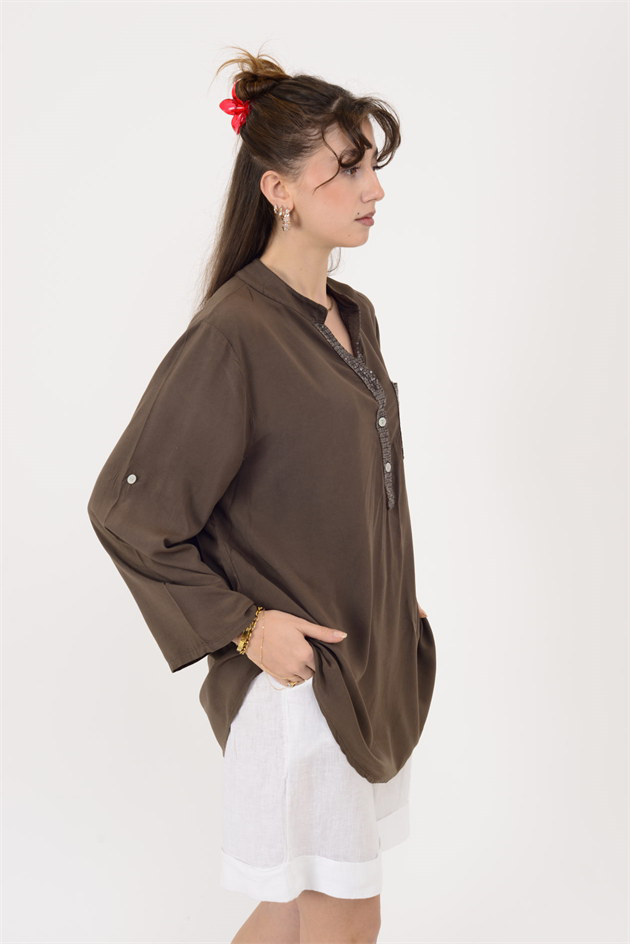 15451U PAYET DETAYLI GÖMLEK