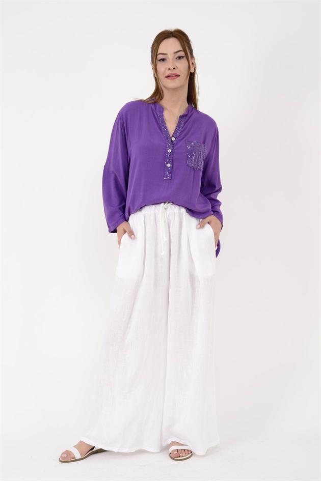 15451U PAYET DETAYLI GÖMLEK