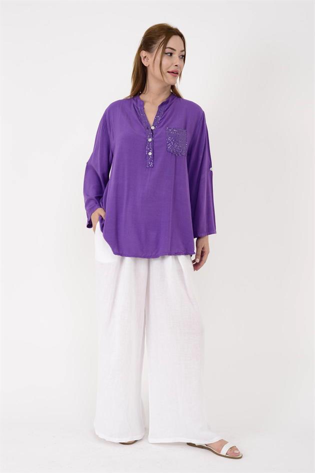 15451U PAYET DETAYLI GÖMLEK