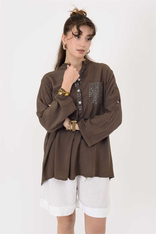 15451U PAYET DETAYLI GÖMLEK