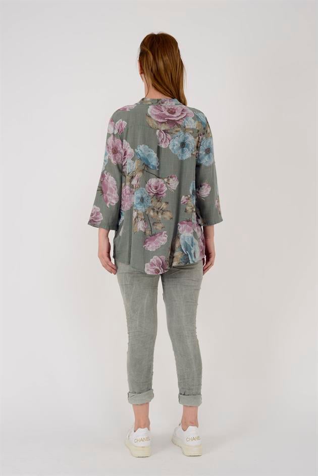 15455-16 GÜL DESENLİ GÖMLEK