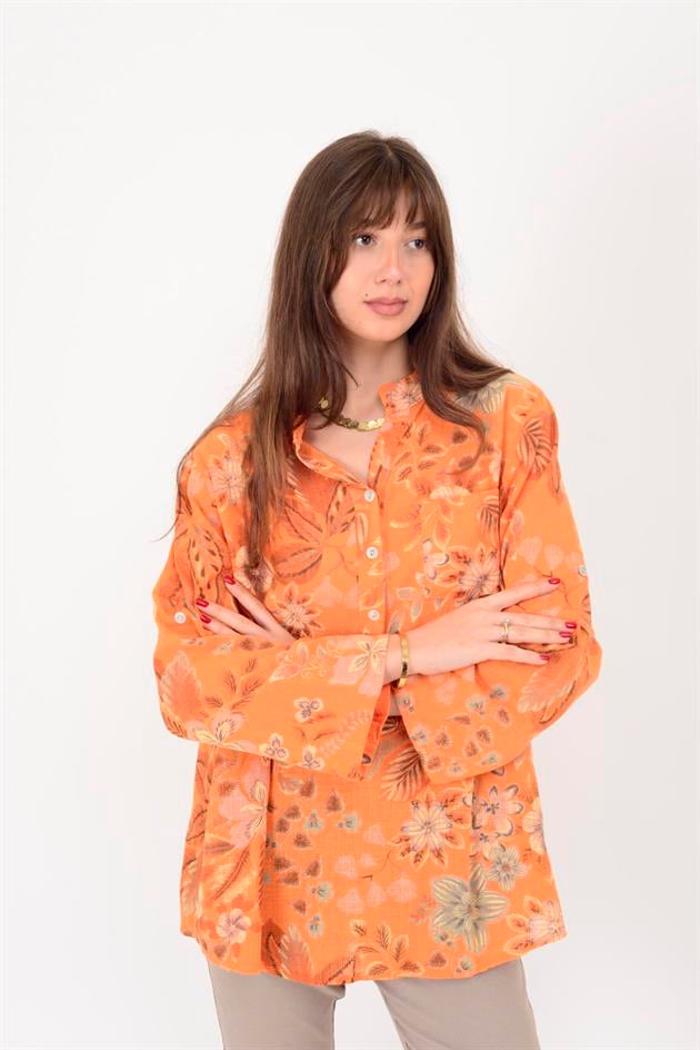 15455F-110 BAHAR DESEN ÜÇ DÜĞMELİ GÖMLEK