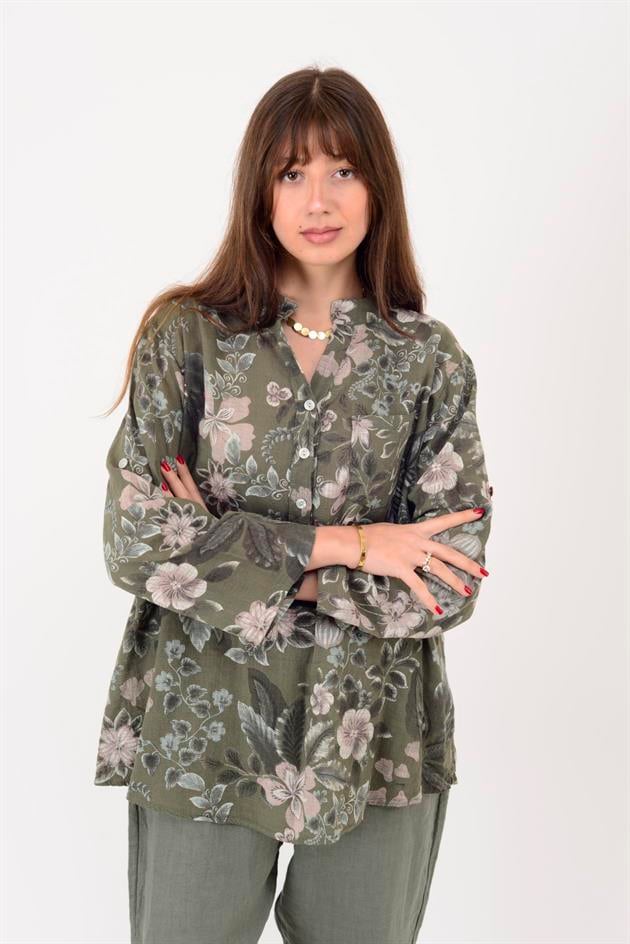 15455F-110 BAHAR DESEN ÜÇ DÜĞMELİ GÖMLEK