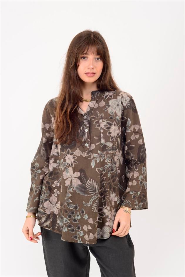 15455F-110 BAHAR DESEN ÜÇ DÜĞMELİ GÖMLEK