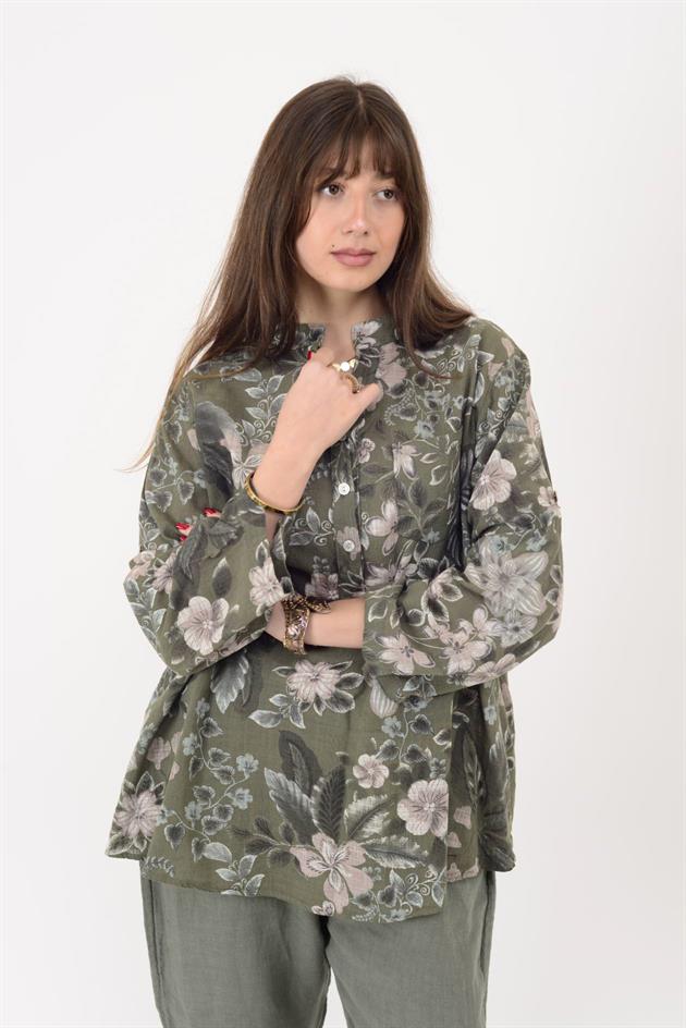 15455F-110 BAHAR DESEN ÜÇ DÜĞMELİ GÖMLEK