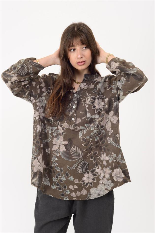 15455F-110 BAHAR DESEN ÜÇ DÜĞMELİ GÖMLEK