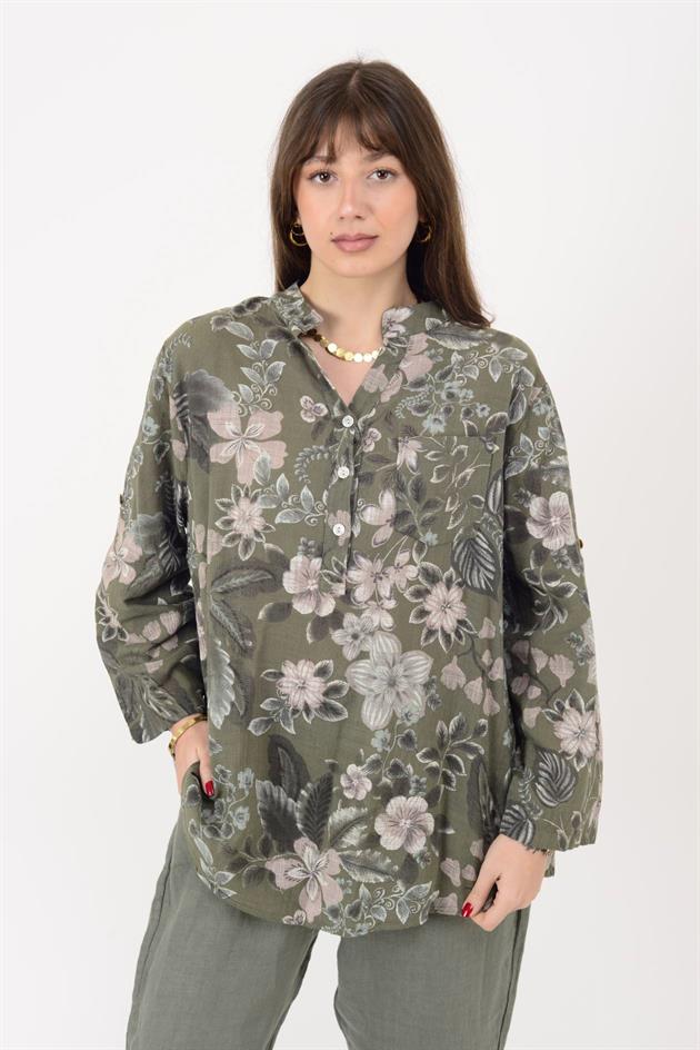 15455F-110 BAHAR DESEN ÜÇ DÜĞMELİ GÖMLEK