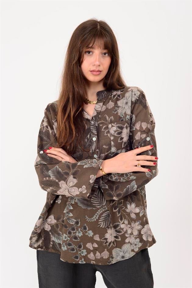 15455F-110 BAHAR DESEN ÜÇ DÜĞMELİ GÖMLEK