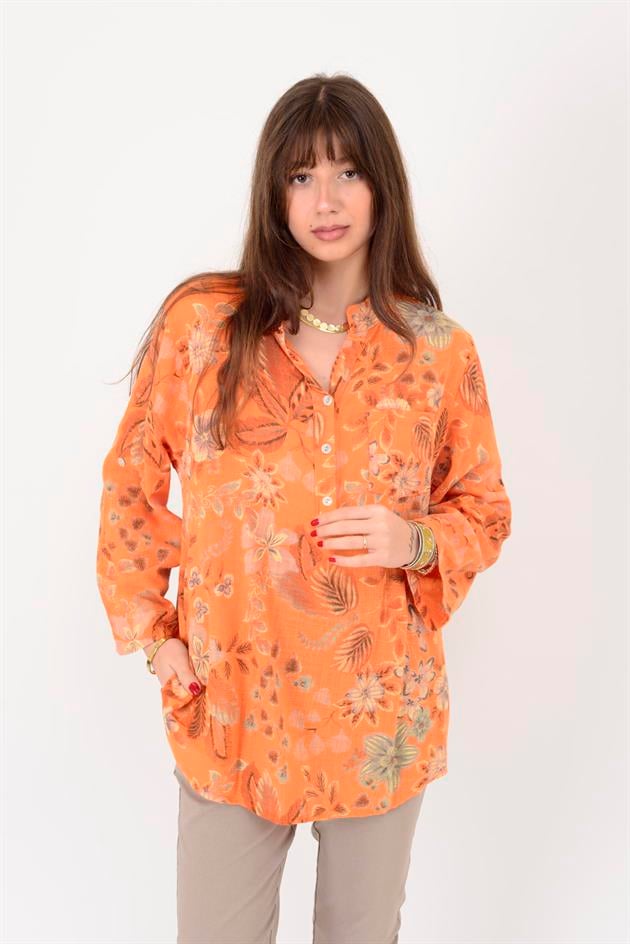 15455F-110 BAHAR DESEN ÜÇ DÜĞMELİ GÖMLEK