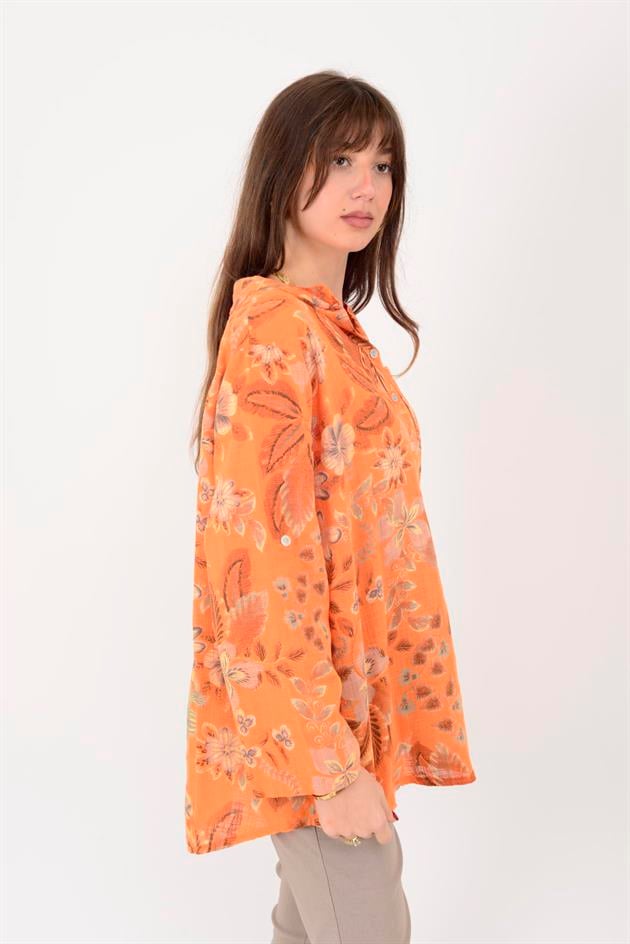 15455F-110 BAHAR DESEN ÜÇ DÜĞMELİ GÖMLEK