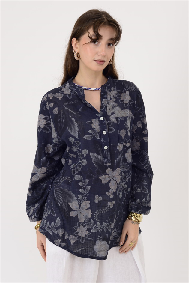 15455F-110 BAHAR DESEN ÜÇ DÜĞMELİ GÖMLEK