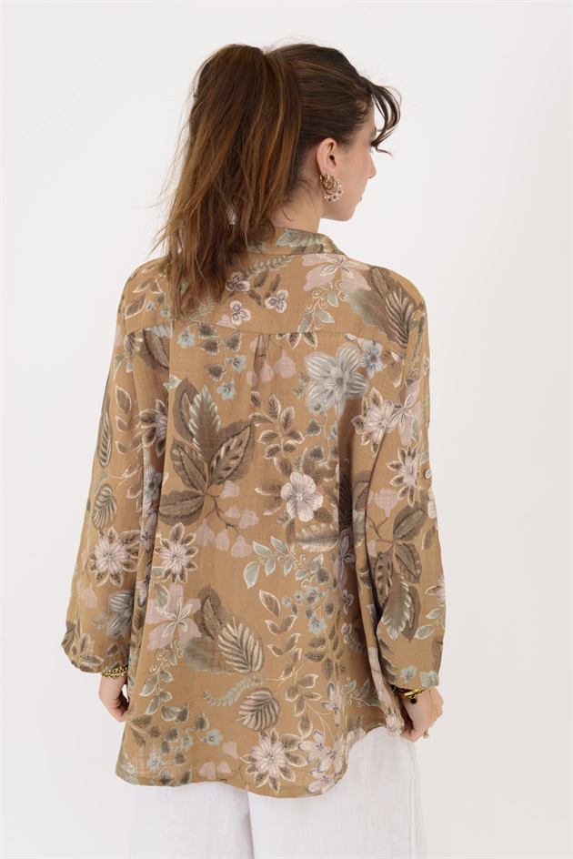 15455F-110 BAHAR DESEN ÜÇ DÜĞMELİ GÖMLEK