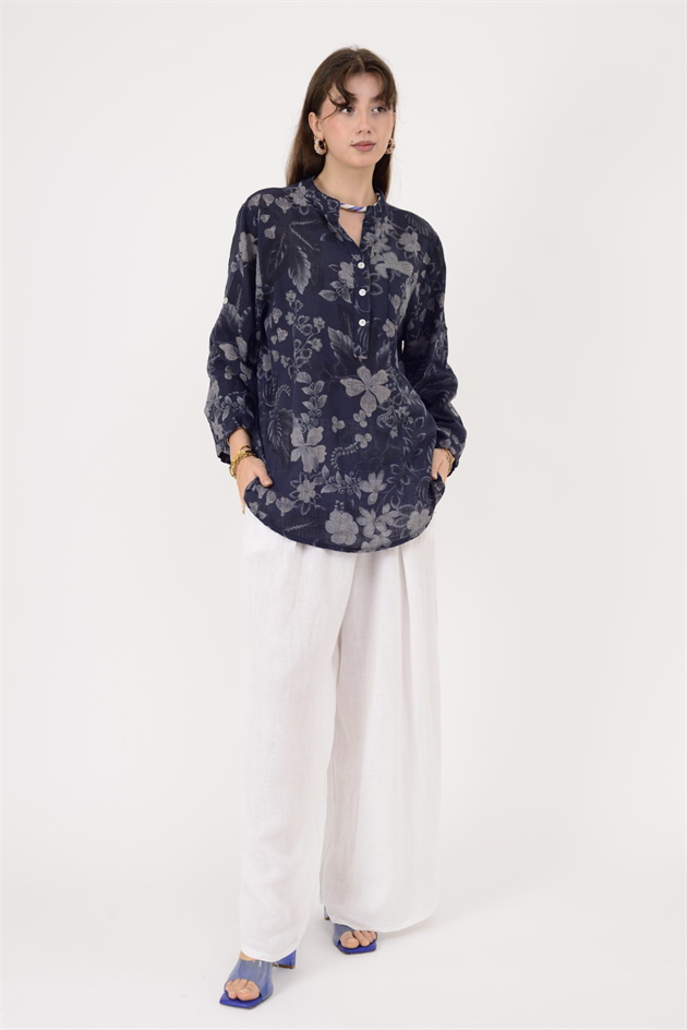 15455F-110 BAHAR DESEN ÜÇ DÜĞMELİ GÖMLEK