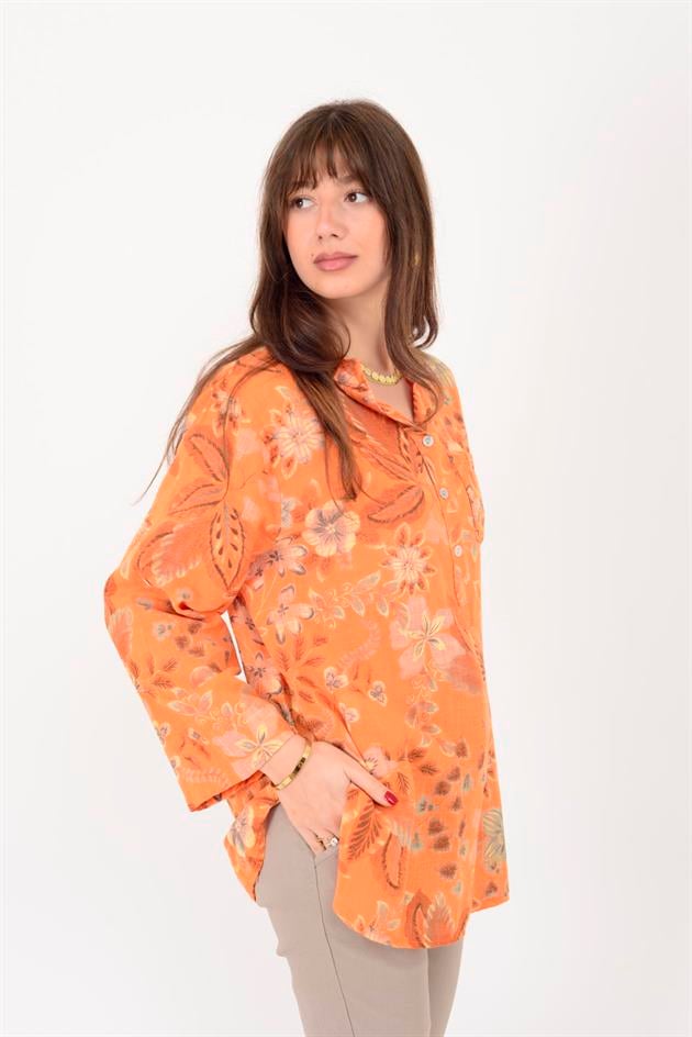 15455F-110 BAHAR DESEN ÜÇ DÜĞMELİ GÖMLEK