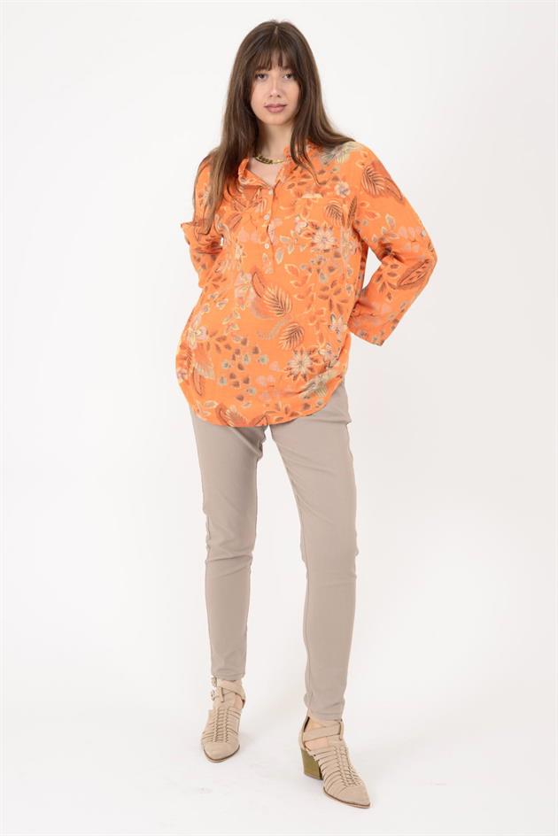 15455F-110 BAHAR DESEN ÜÇ DÜĞMELİ GÖMLEK