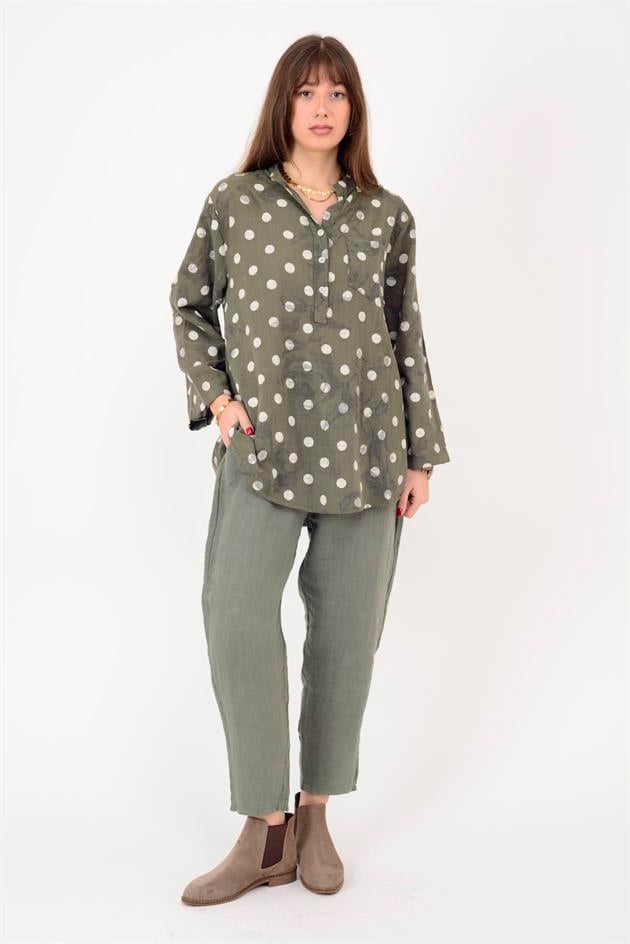 15455F-111 PUANTİYE DESEN ÜÇ DÜĞMELİ GÖMLEK