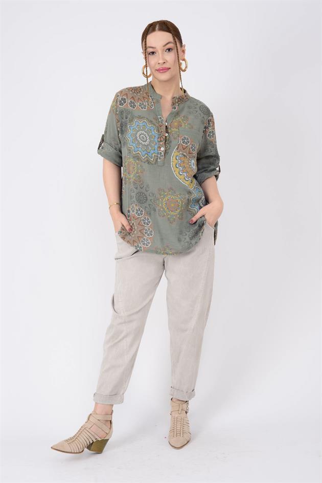 15455F-14 MANDALA DESEN GÖMLEK