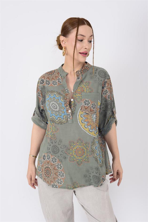 15455F-14 MANDALA DESEN GÖMLEK