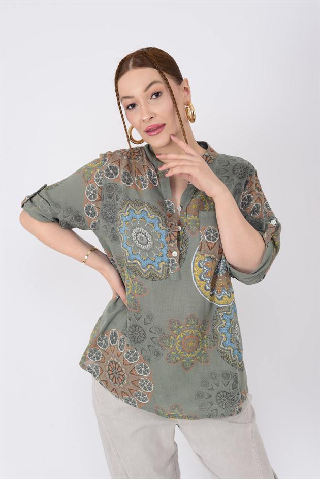 15455F-14 MANDALA DESEN GÖMLEK