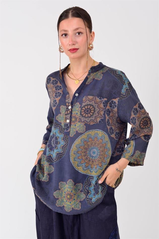 15455F-14 MANDALA DESEN GÖMLEK
