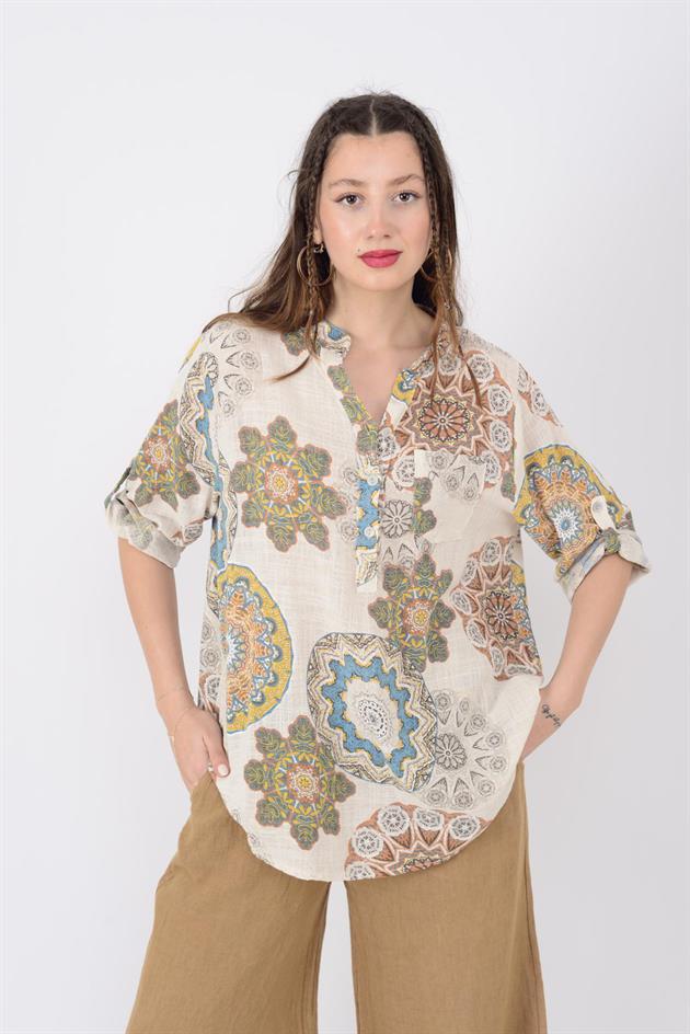 15455F-14 MANDALA DESEN GÖMLEK
