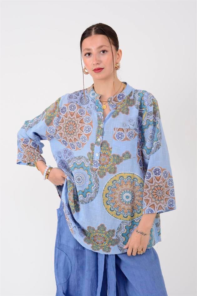 15455F-14 MANDALA DESEN GÖMLEK