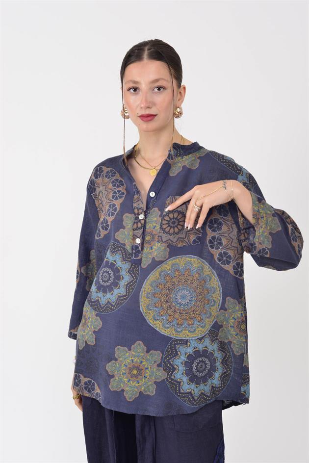 15455F-14 MANDALA DESEN GÖMLEK