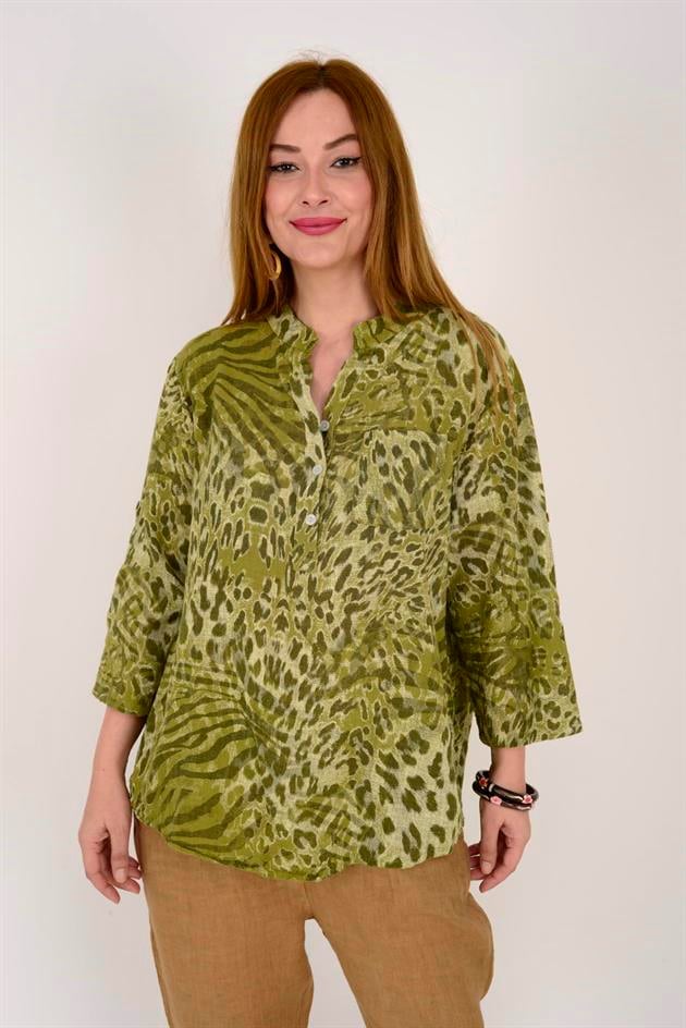 15455F-18 LEOPAR DESEN GÖMLEK