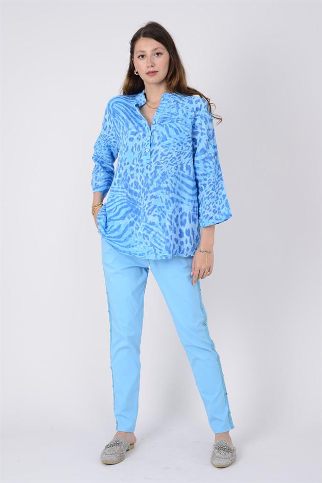 15455F-18 LEOPAR DESEN GÖMLEK