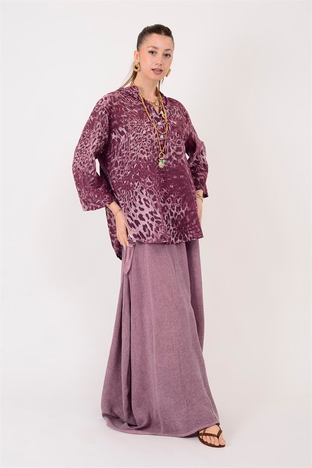 15455F-18 LEOPAR DESEN GÖMLEK