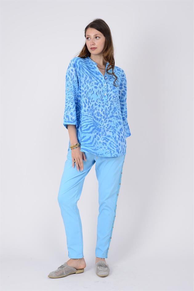 15455F-18 LEOPAR DESEN GÖMLEK