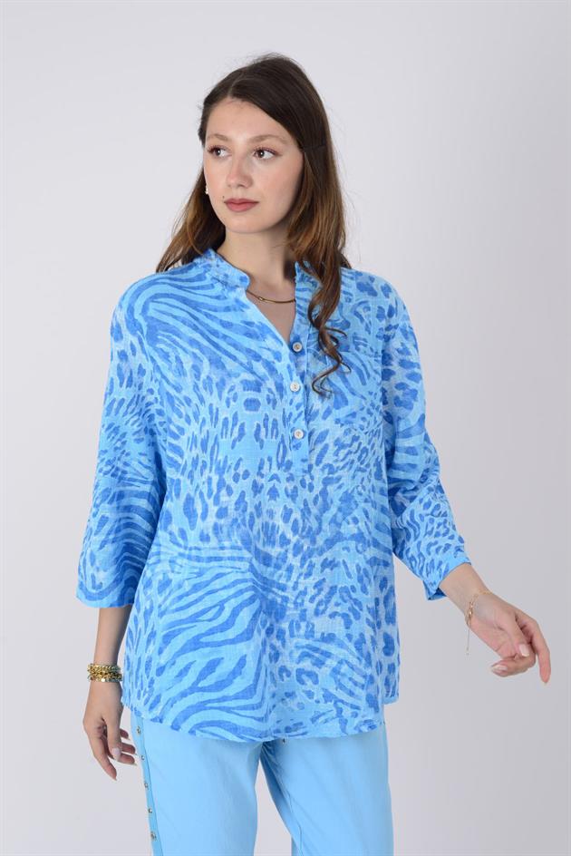 15455F-18 LEOPAR DESEN GÖMLEK