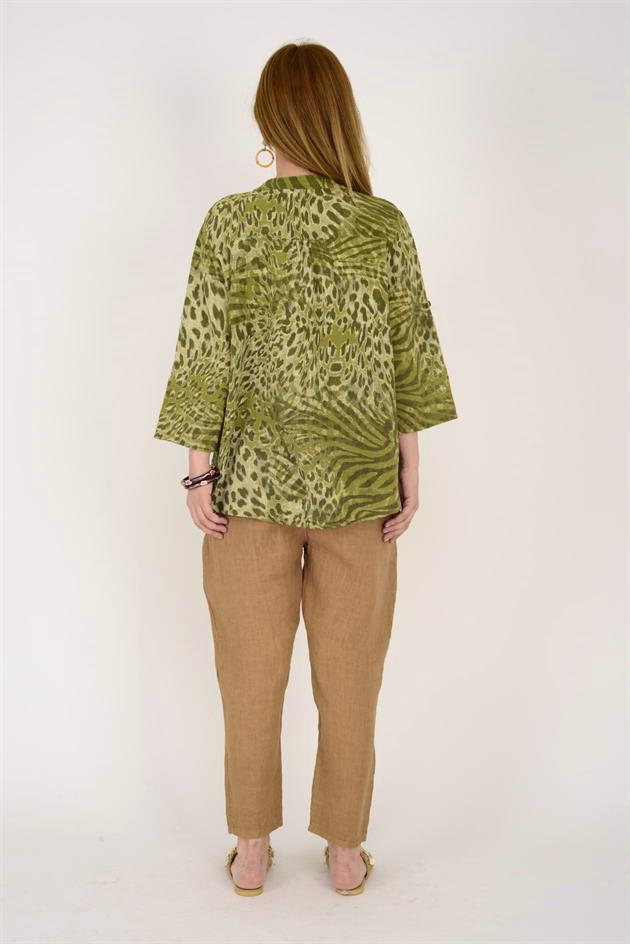 15455F-18 LEOPAR DESEN GÖMLEK