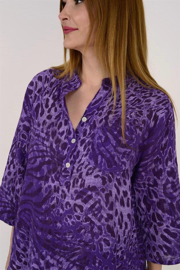 15455F-18 LEOPAR DESEN GÖMLEK