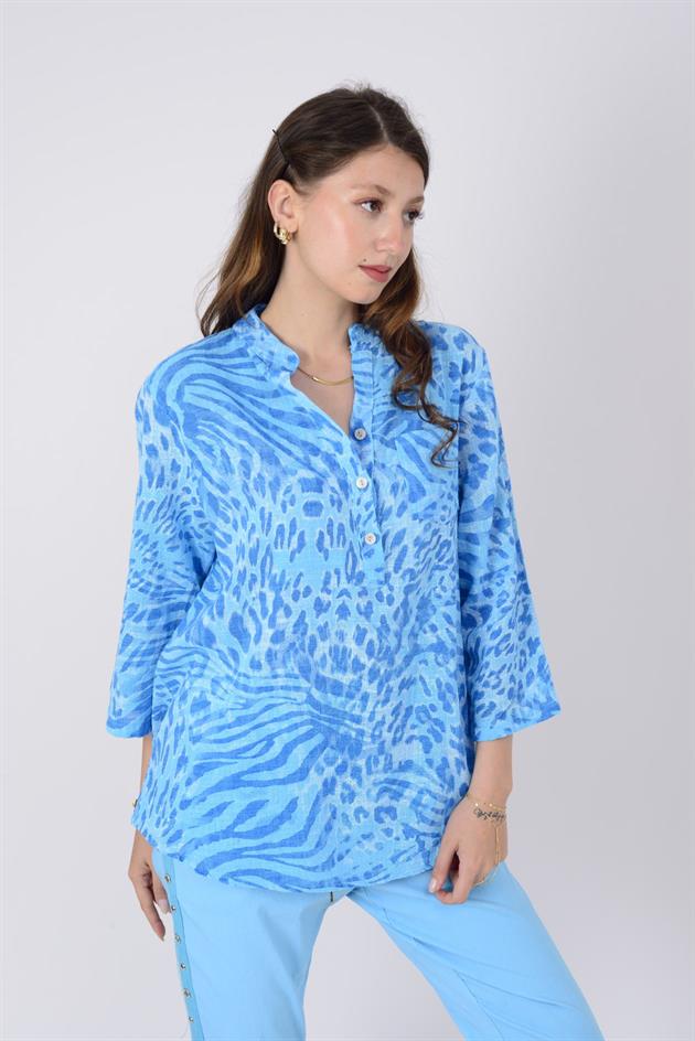 15455F-18 LEOPAR DESEN GÖMLEK