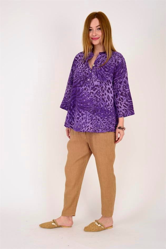 15455F-18 LEOPAR DESEN GÖMLEK